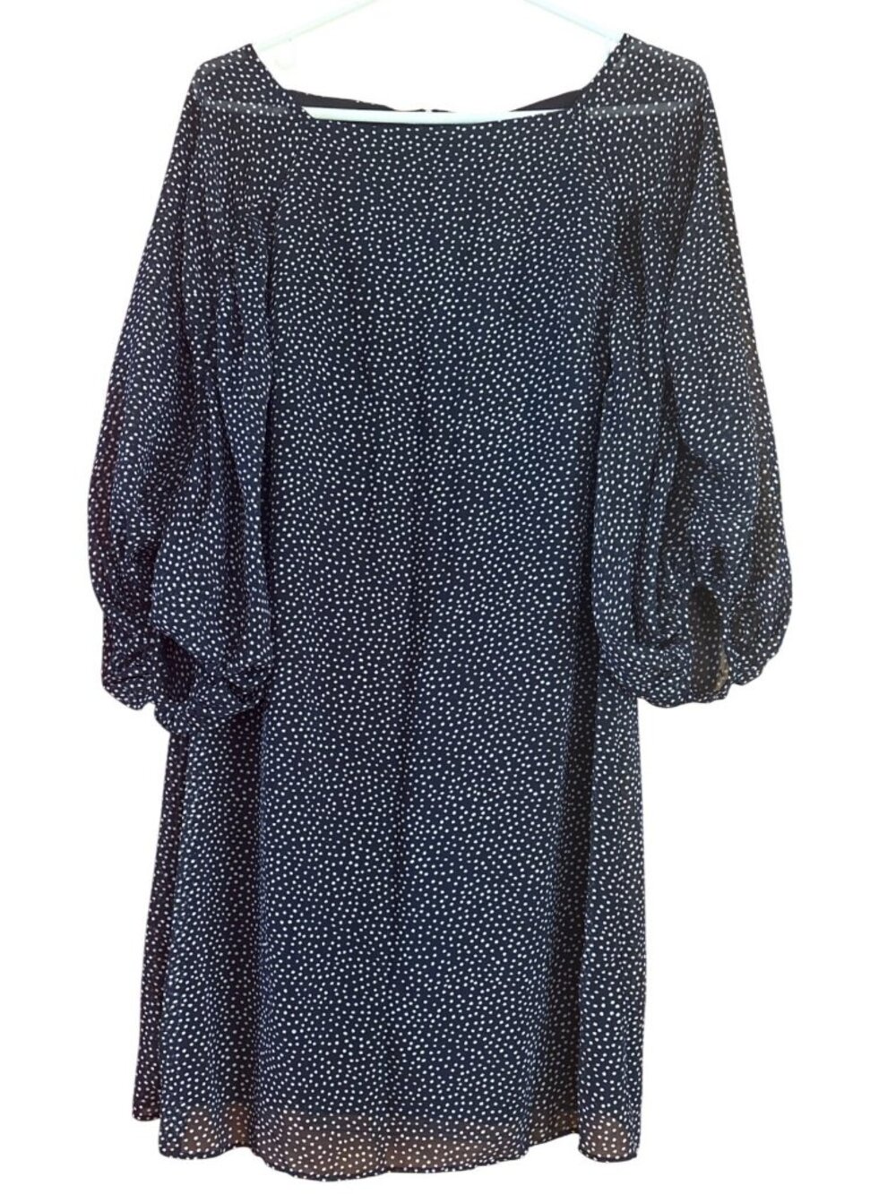 Lauren Ralph Lauren Dress Size 2 Shift Navy White Polka Dot Balloon Sleeves New